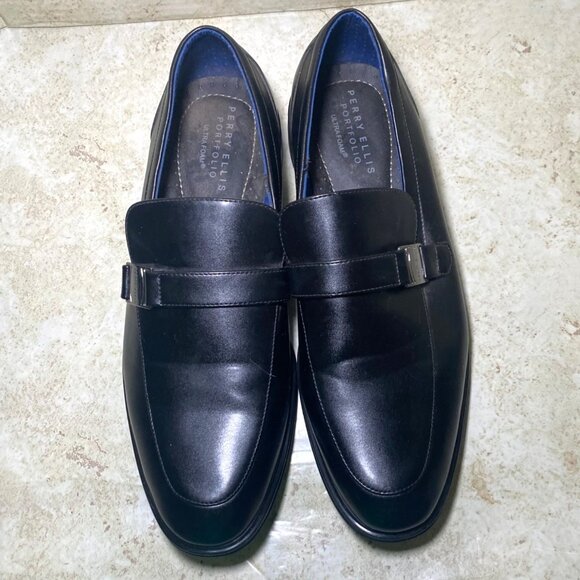Perry Ellis Portfolio Mens Black Loafers Casual Preppy Career Wear *READ* - Picture 4 of 9